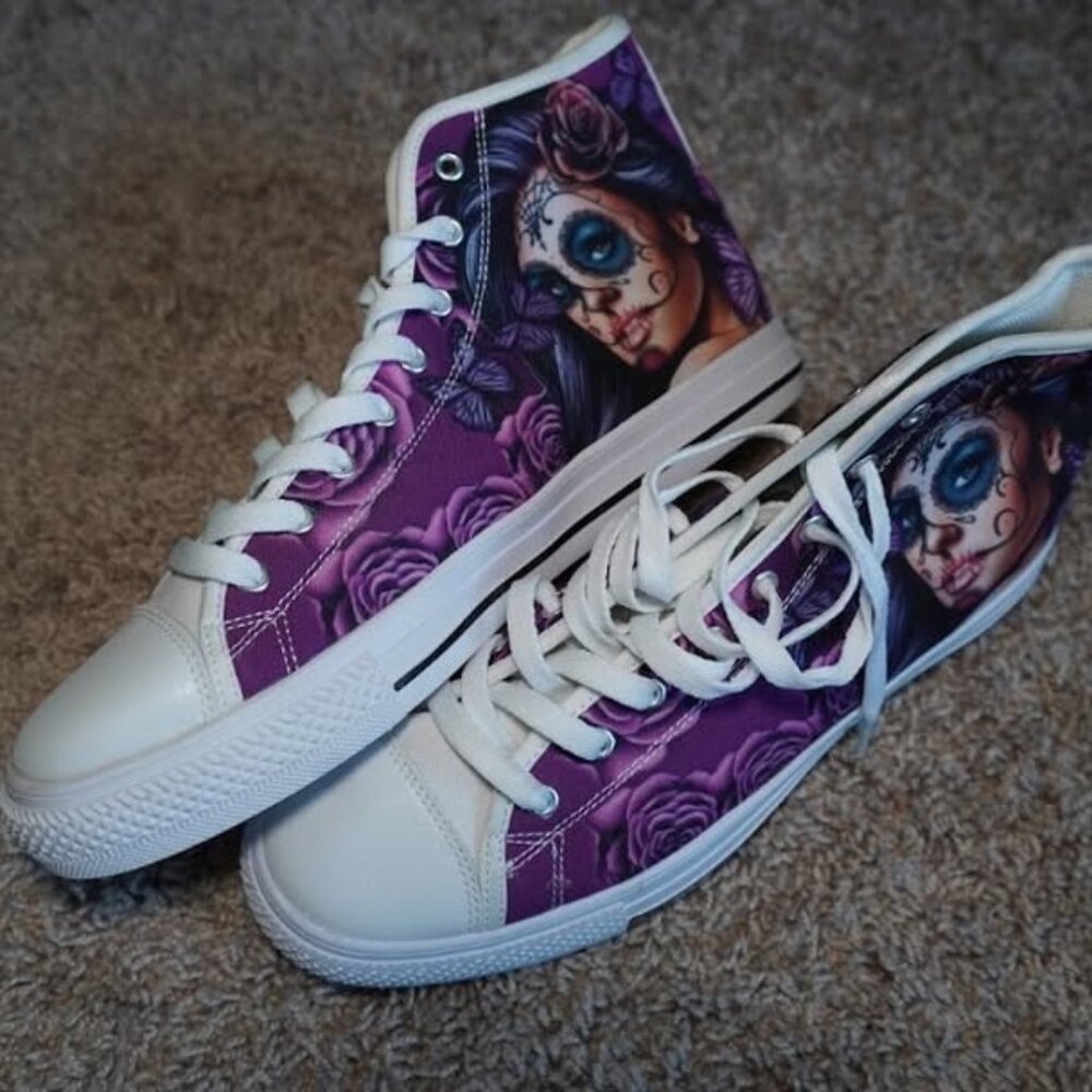 Skull Day of the Dead High Top Sneakers Size 8/9